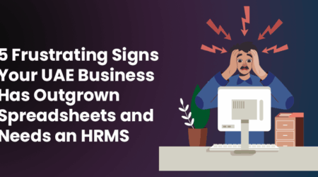HostBooks HRMS dashboard showing payroll, leave, and employee data for UAE businesses
