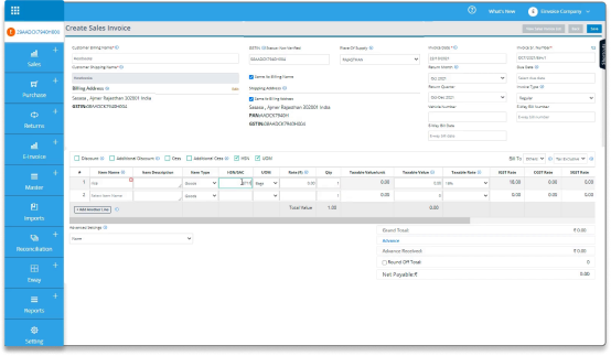 Sales Invoice Creation Dashboard