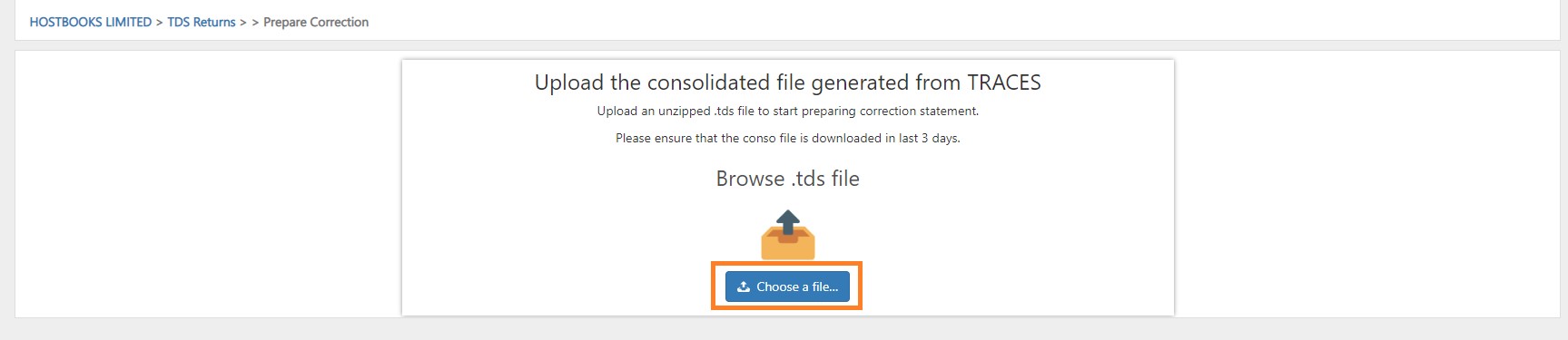 tds-view-create-tds-correction-return-after-select-necessary-info-click-on-chose-file