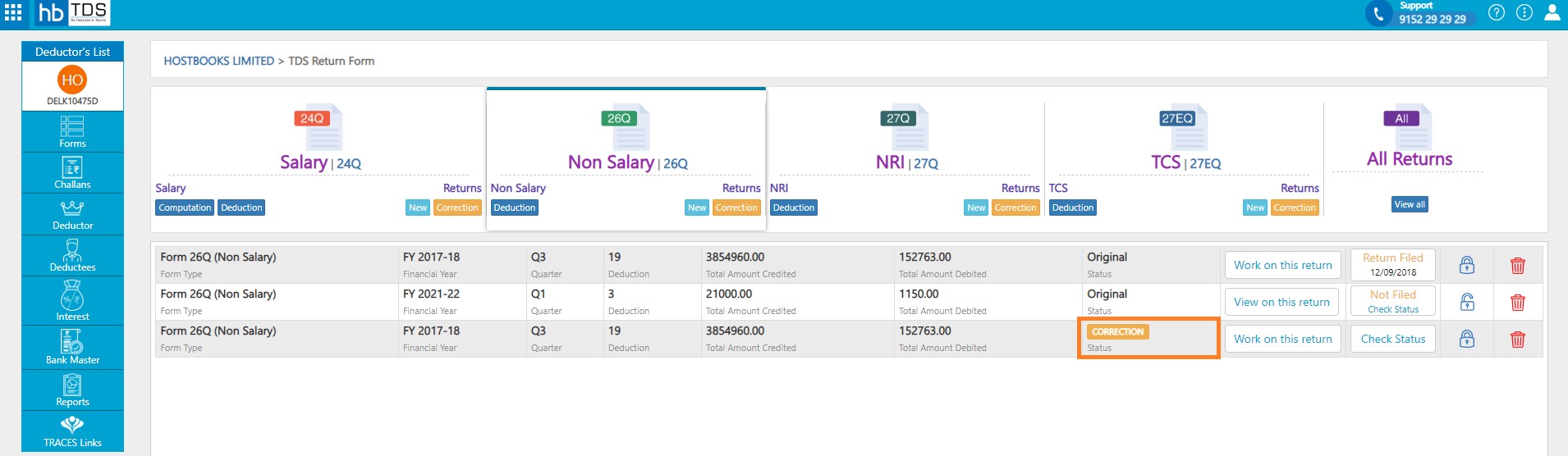 tds-view-create-tds-correction-you-will-see-the-list-of-all-the-correction-return