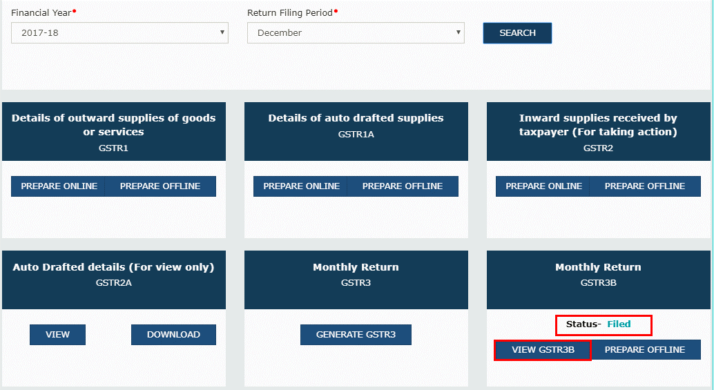 GSTR-3B Return Filing Status