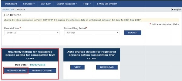 GSTR-4 Filing Dashboard