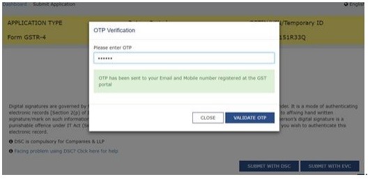 GSTR-4 Filing OTP Verification