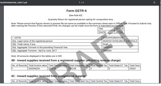 GSTR-4 Filing Preview