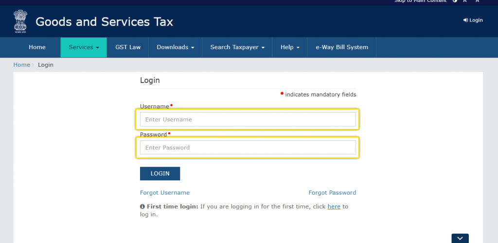 GSTR-6 Login Form