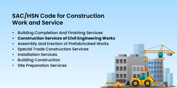 HSN Code for Construction Work with Material and Detailed Classification